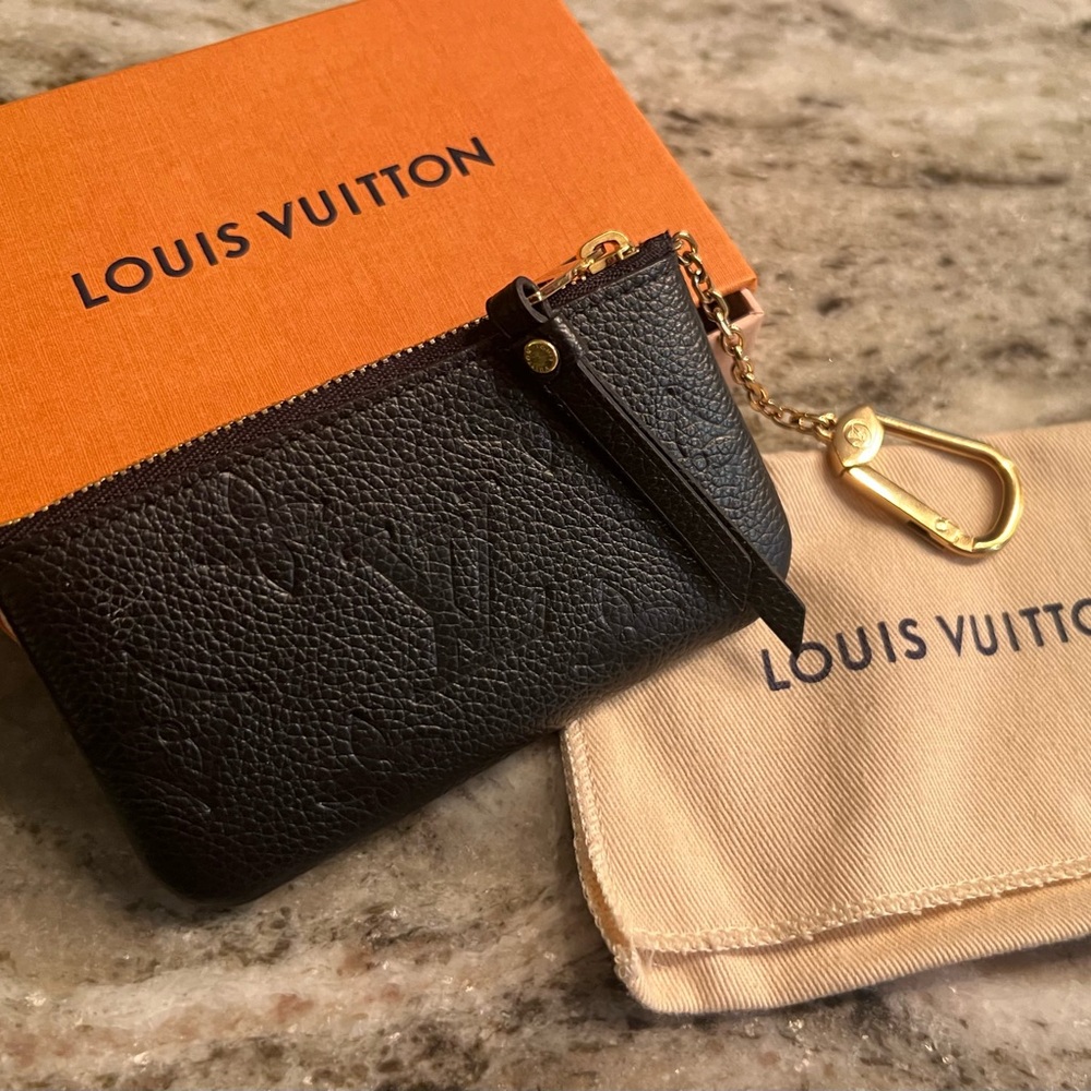 Louis Vuitton Monogram Empreinte key pouch Leather in black keychain wallet